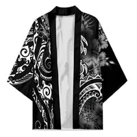 Aloha Hawaii Turtles Floral Kimono Obsidian Glaze LT7 Unisex Black - Polynesian Pride