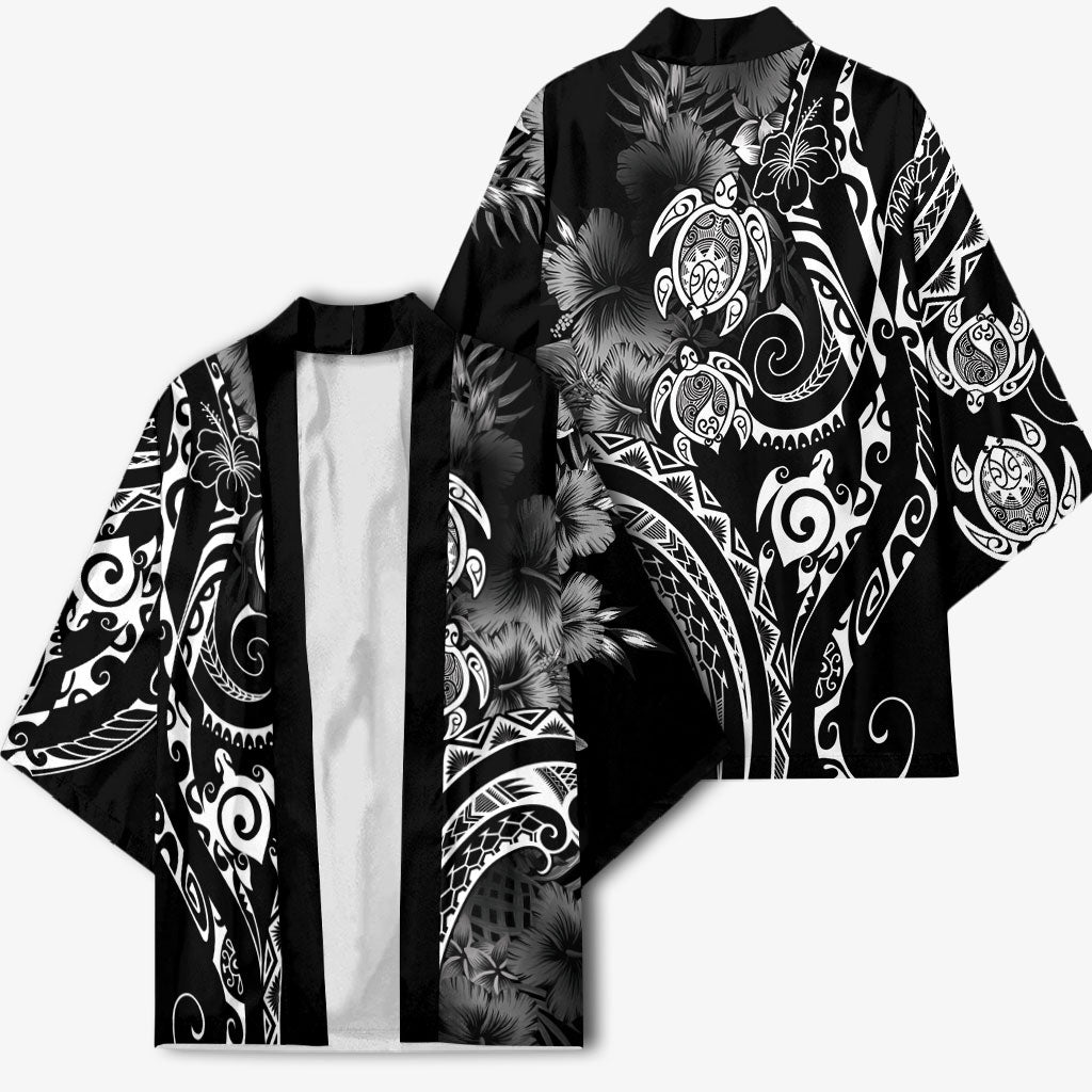 Aloha Hawaii Turtles Floral Kimono Obsidian Glaze LT7 - Polynesian Pride
