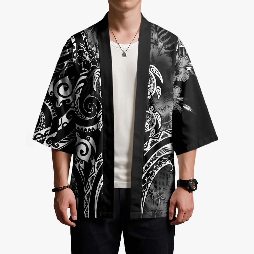 Aloha Hawaii Turtles Floral Kimono Obsidian Glaze LT7 - Polynesian Pride