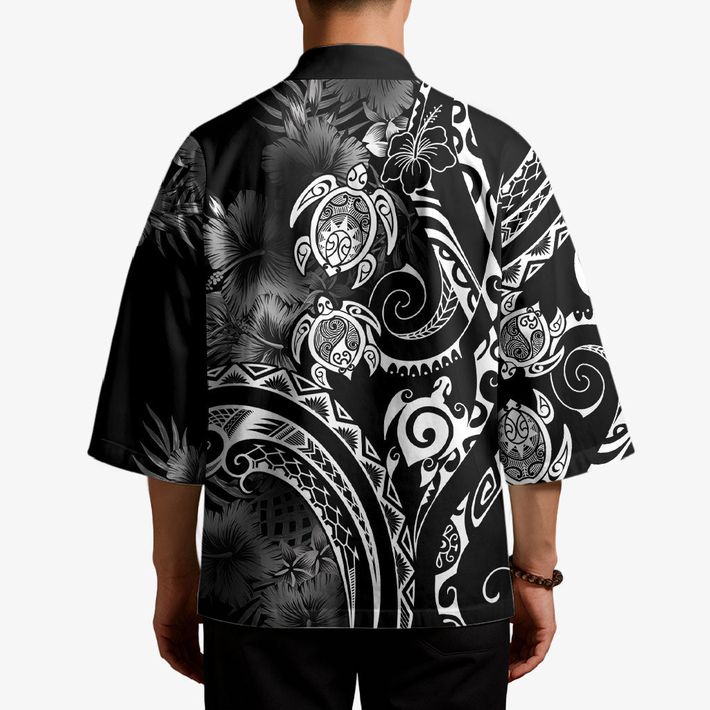 Aloha Hawaii Turtles Floral Kimono Obsidian Glaze LT7 - Polynesian Pride