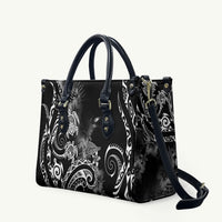 Aloha Hawaii Turtles Floral Leather Bag Obsidian Glaze LT7 Black - Polynesian Pride