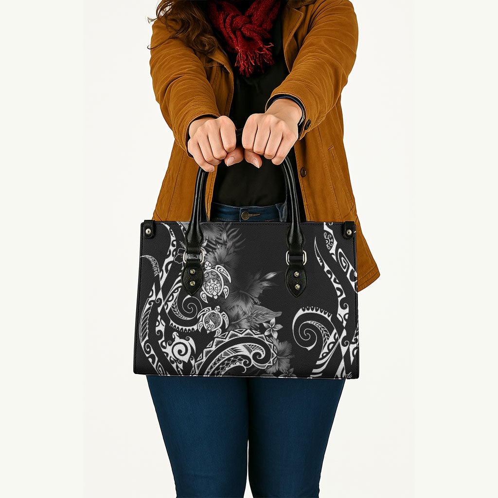 Aloha Hawaii Turtles Floral Leather Bag Obsidian Glaze LT7 - Polynesian Pride
