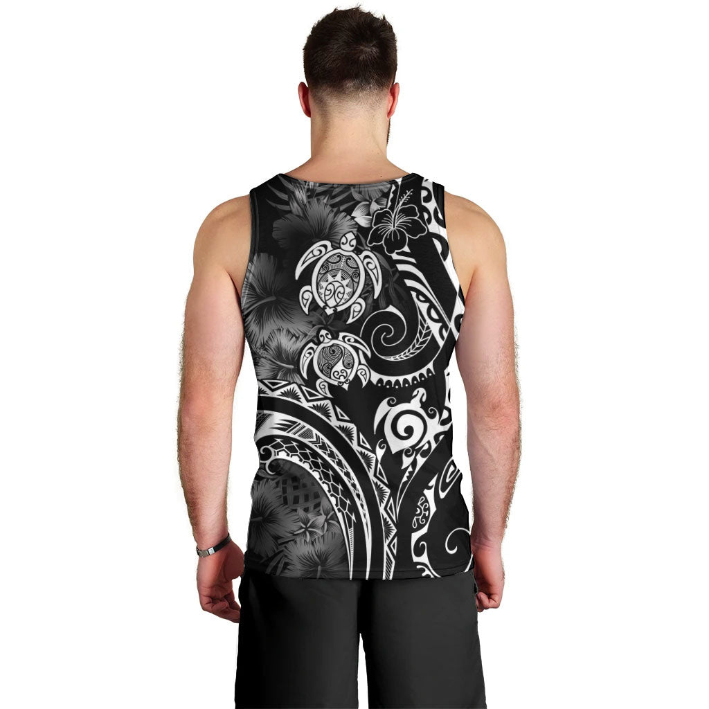 Aloha Hawaii Turtles Floral Men Tank Top Obsidian Glaze LT7 - Polynesian Pride