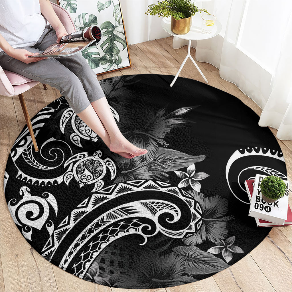 Aloha Hawaii Turtles Floral Round Carpet Obsidian Glaze LT7 - Polynesian Pride