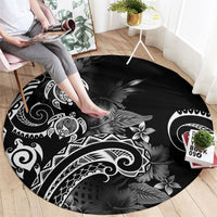 Aloha Hawaii Turtles Floral Round Carpet Obsidian Glaze LT7 - Polynesian Pride