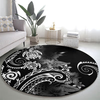 Aloha Hawaii Turtles Floral Round Carpet Obsidian Glaze LT7 - Polynesian Pride