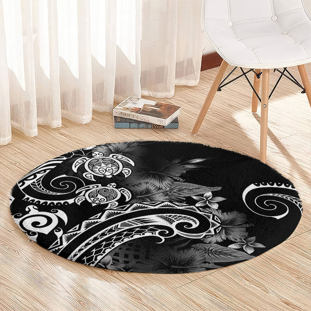 Aloha Hawaii Turtles Floral Round Carpet Obsidian Glaze LT7 - Polynesian Pride