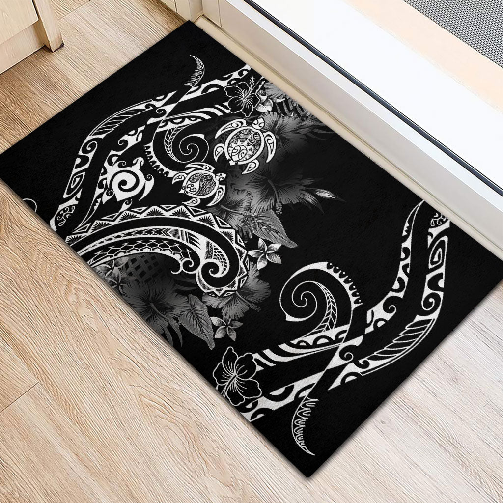 Aloha Hawaii Turtles Floral Rubber Doormat Obsidian Glaze LT7 - Polynesian Pride