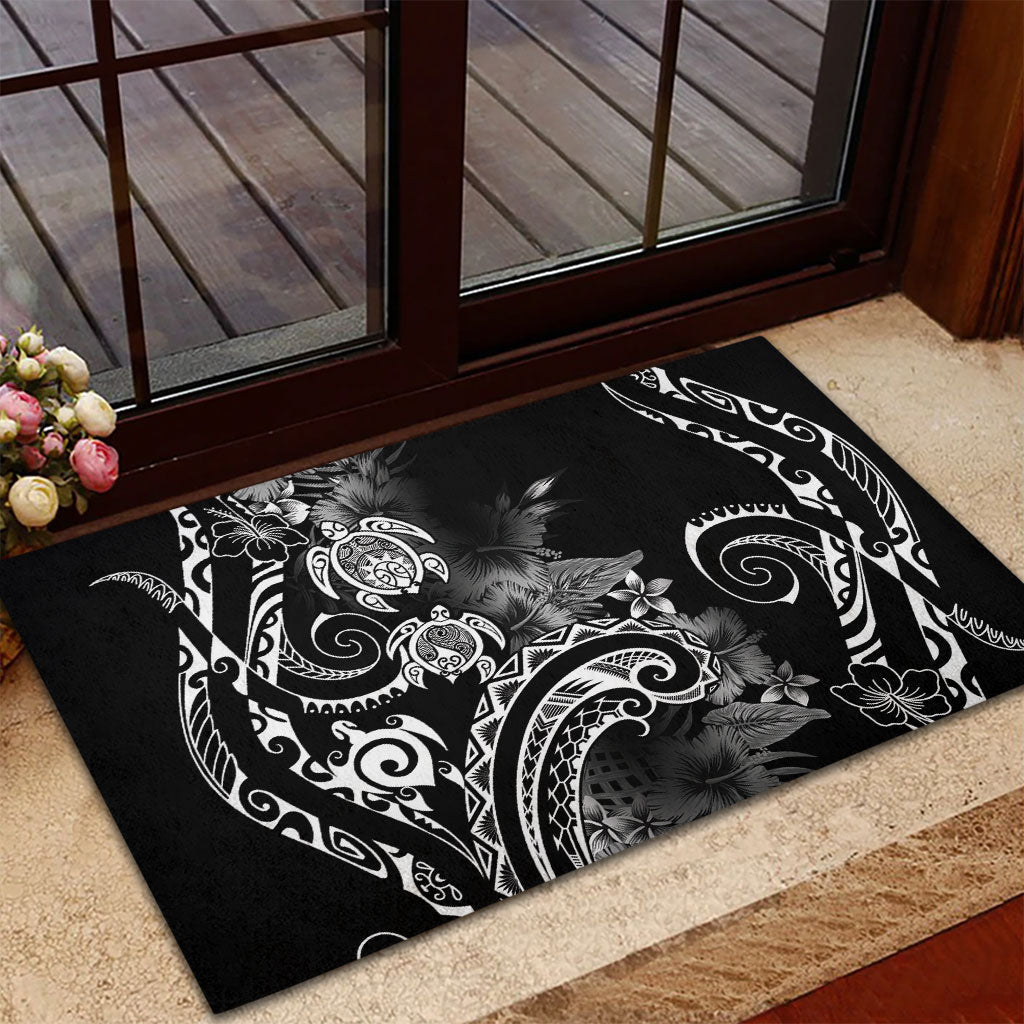 Aloha Hawaii Turtles Floral Rubber Doormat Obsidian Glaze LT7 - Polynesian Pride