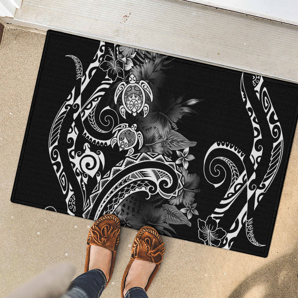 Aloha Hawaii Turtles Floral Rubber Doormat Obsidian Glaze LT7 - Polynesian Pride