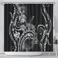 Aloha Hawaii Turtles Floral Shower Curtain Obsidian Glaze LT7 - Polynesian Pride