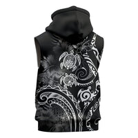 Aloha Hawaii Turtles Floral Sleeveless Zip Hoodie Obsidian Glaze LT7 - Polynesian Pride