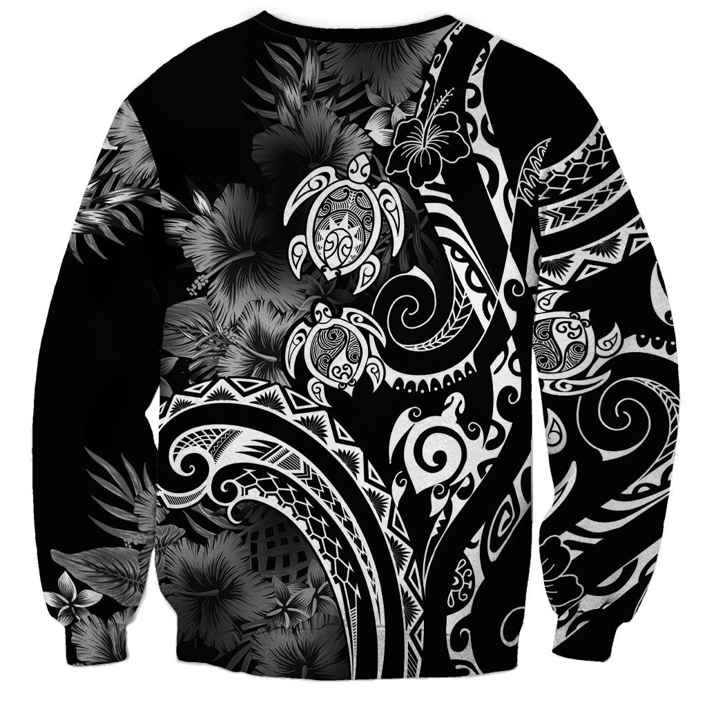 Aloha Hawaii Turtles Floral Sweatshirt Obsidian Glaze LT7 - Polynesian Pride
