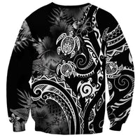 Aloha Hawaii Turtles Floral Sweatshirt Obsidian Glaze LT7 - Polynesian Pride