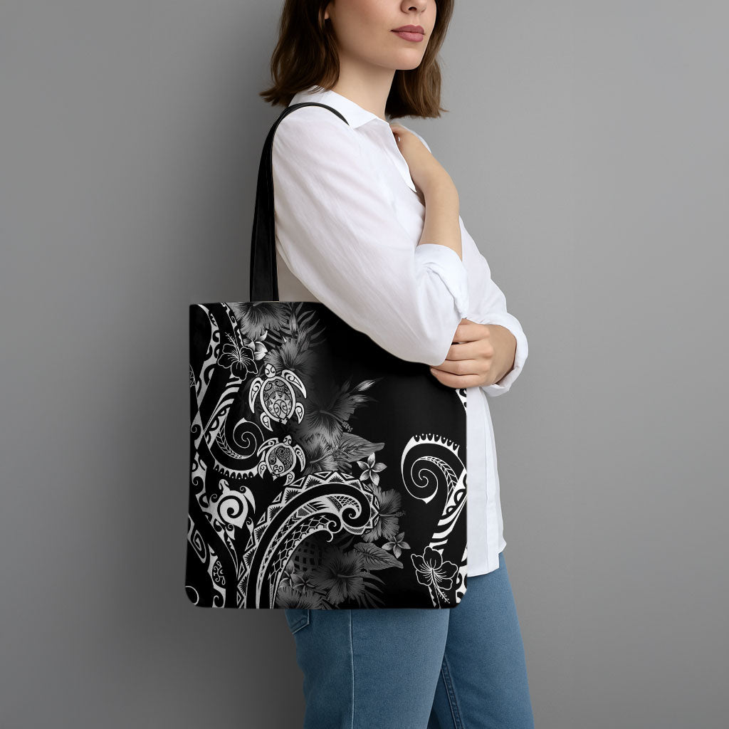 Aloha Hawaii Turtles Floral Tote Bag Obsidian Glaze LT7 - Polynesian Pride