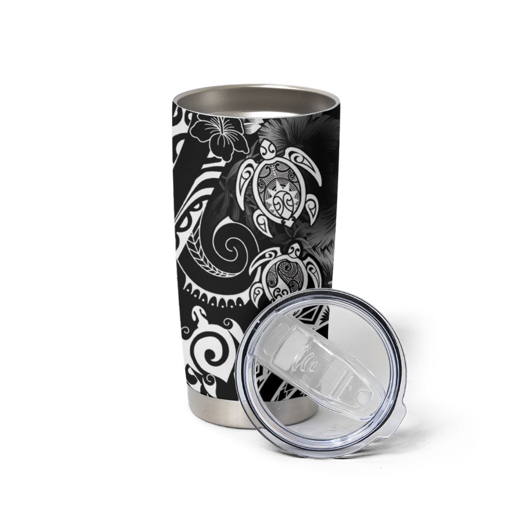 Aloha Hawaii Turtles Floral Tumbler Cup Obsidian Glaze LT7 - Polynesian Pride