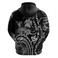 Aloha Hawaii Turtles Floral Zip Hoodie Obsidian Glaze LT7 - Polynesian Pride