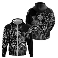 Aloha Hawaii Turtles Floral Zip Hoodie Obsidian Glaze LT7 - Polynesian Pride