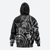 Aloha Hawaii Turtles Floral Zip Hoodie Obsidian Glaze LT7 - Polynesian Pride
