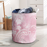 Aloha Hawaii Turtles Floral Laundry Basket Pink Marbles Glaze LT7 Pink - Polynesian Pride