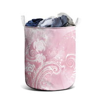 Aloha Hawaii Turtles Floral Laundry Basket Pink Marbles Glaze LT7 - Polynesian Pride