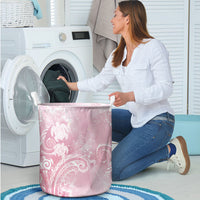 Aloha Hawaii Turtles Floral Laundry Basket Pink Marbles Glaze LT7 - Polynesian Pride