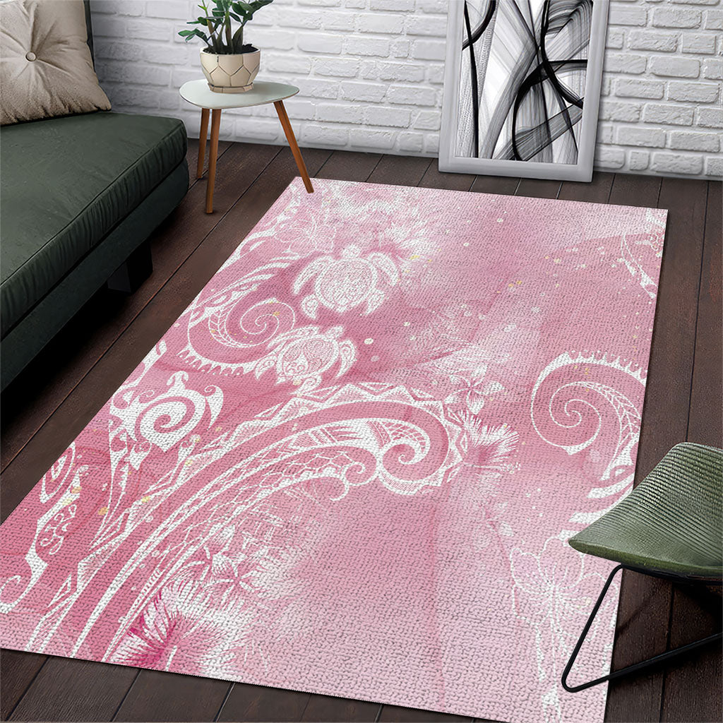 Aloha Hawaii Turtles Floral Area Rug Pink Marbles Glaze LT7 Pink - Polynesian Pride