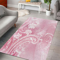 Aloha Hawaii Turtles Floral Area Rug Pink Marbles Glaze LT7 - Polynesian Pride