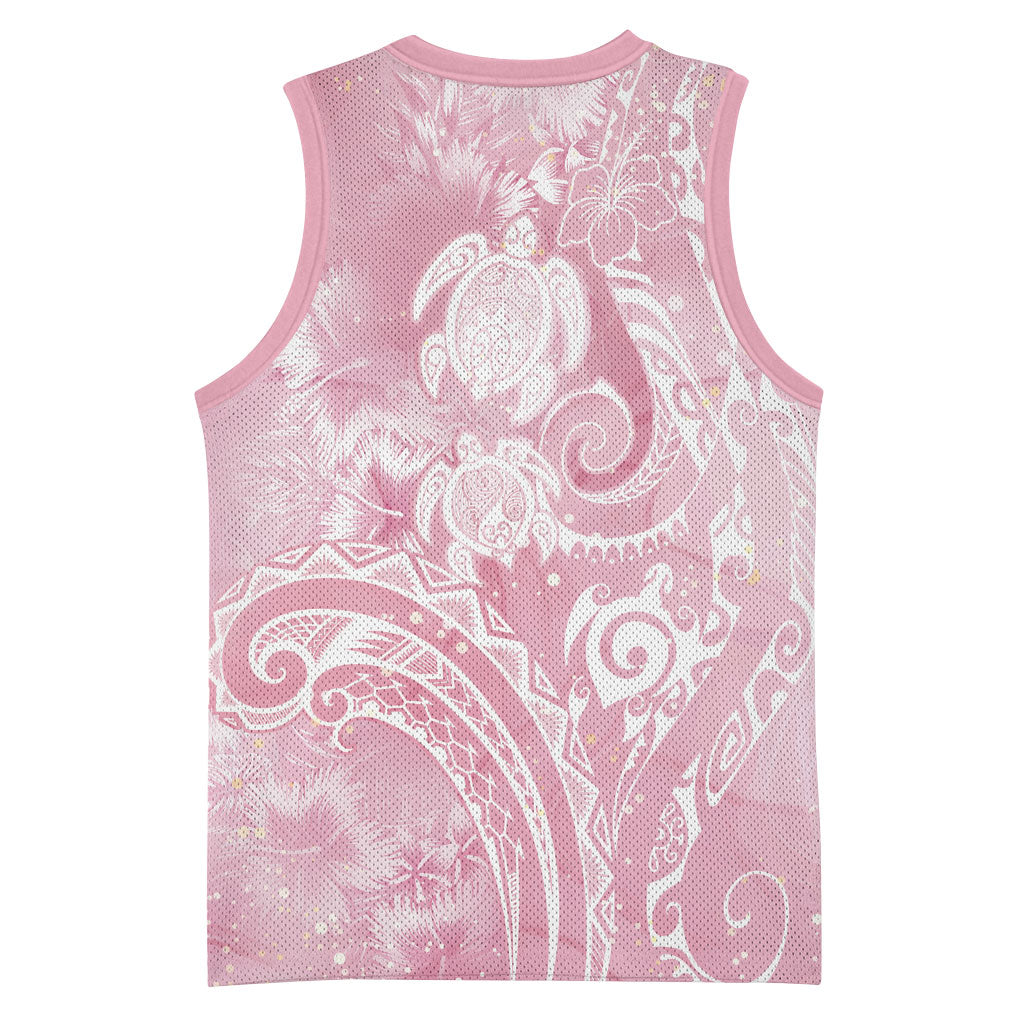 Aloha Hawaii Turtles Floral Basketball Jersey Pink Marbles Glaze LT7 - Polynesian Pride