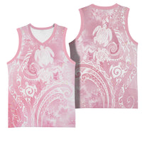Aloha Hawaii Turtles Floral Basketball Jersey Pink Marbles Glaze LT7 - Polynesian Pride