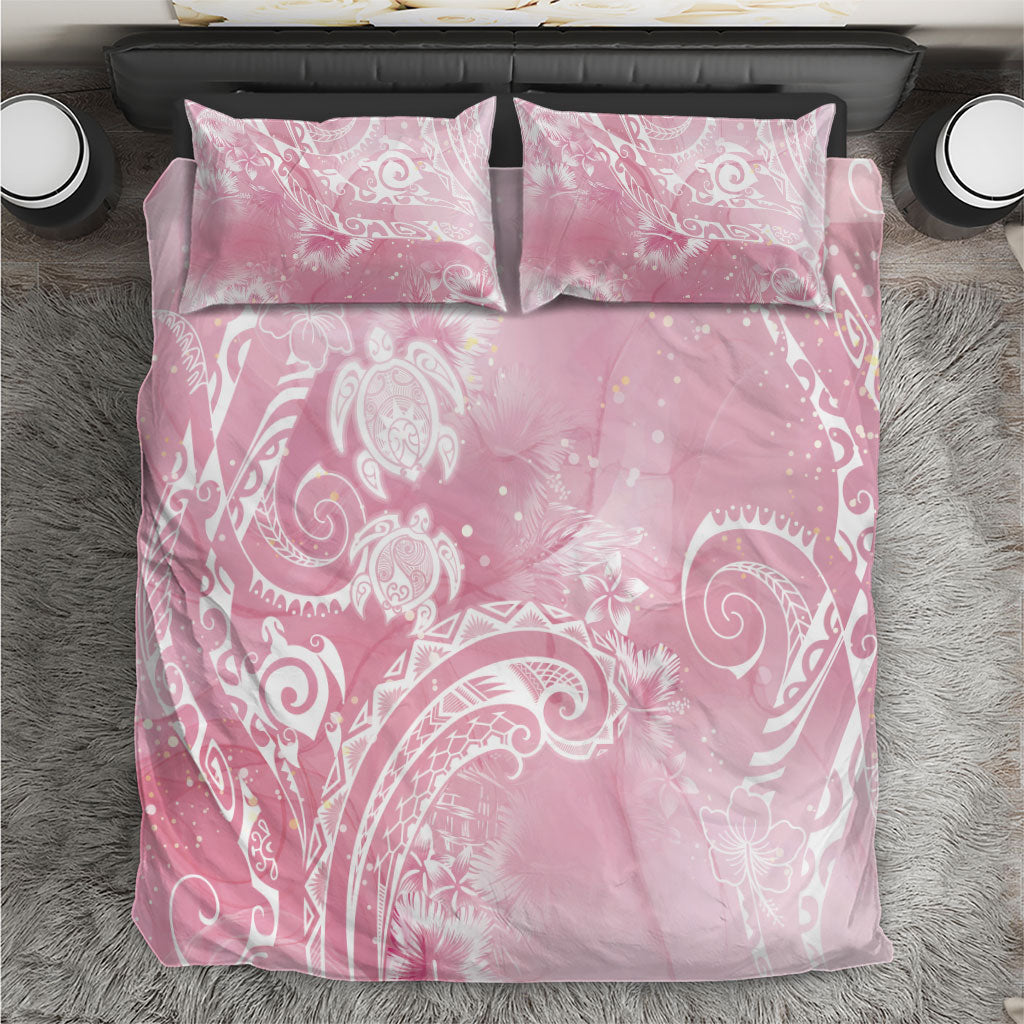 Aloha Hawaii Turtles Floral Bedding Set Pink Marbles Glaze LT7 Pink - Polynesian Pride