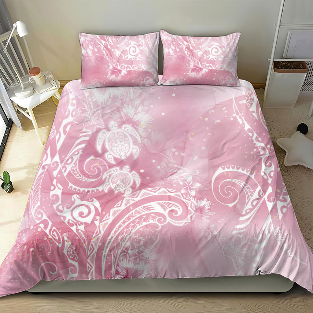 Aloha Hawaii Turtles Floral Bedding Set Pink Marbles Glaze LT7 - Polynesian Pride