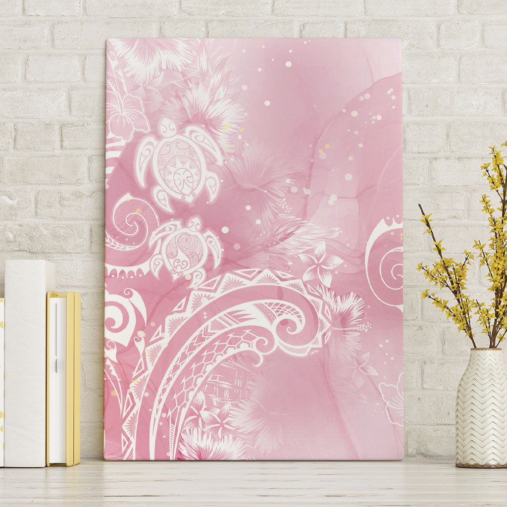 Aloha Hawaii Turtles Floral Canvas Wall Art Pink Marbles Glaze LT7 Without Frame Pink - Polynesian Pride