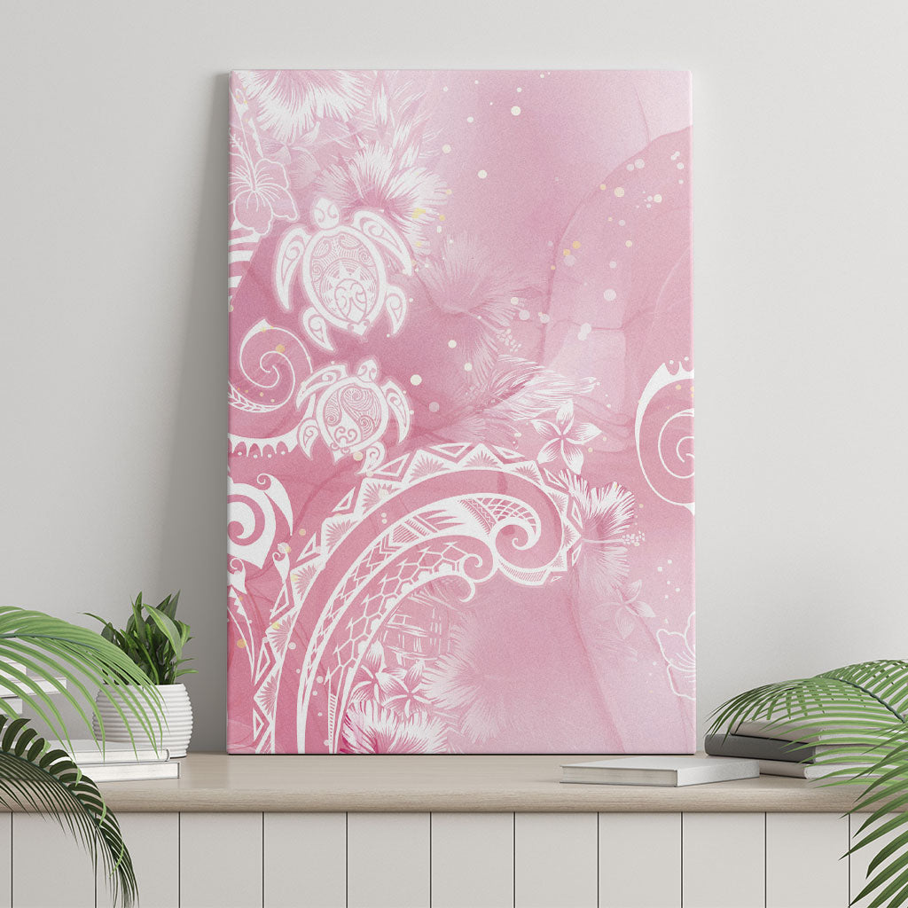 Aloha Hawaii Turtles Floral Canvas Wall Art Pink Marbles Glaze LT7 - Polynesian Pride