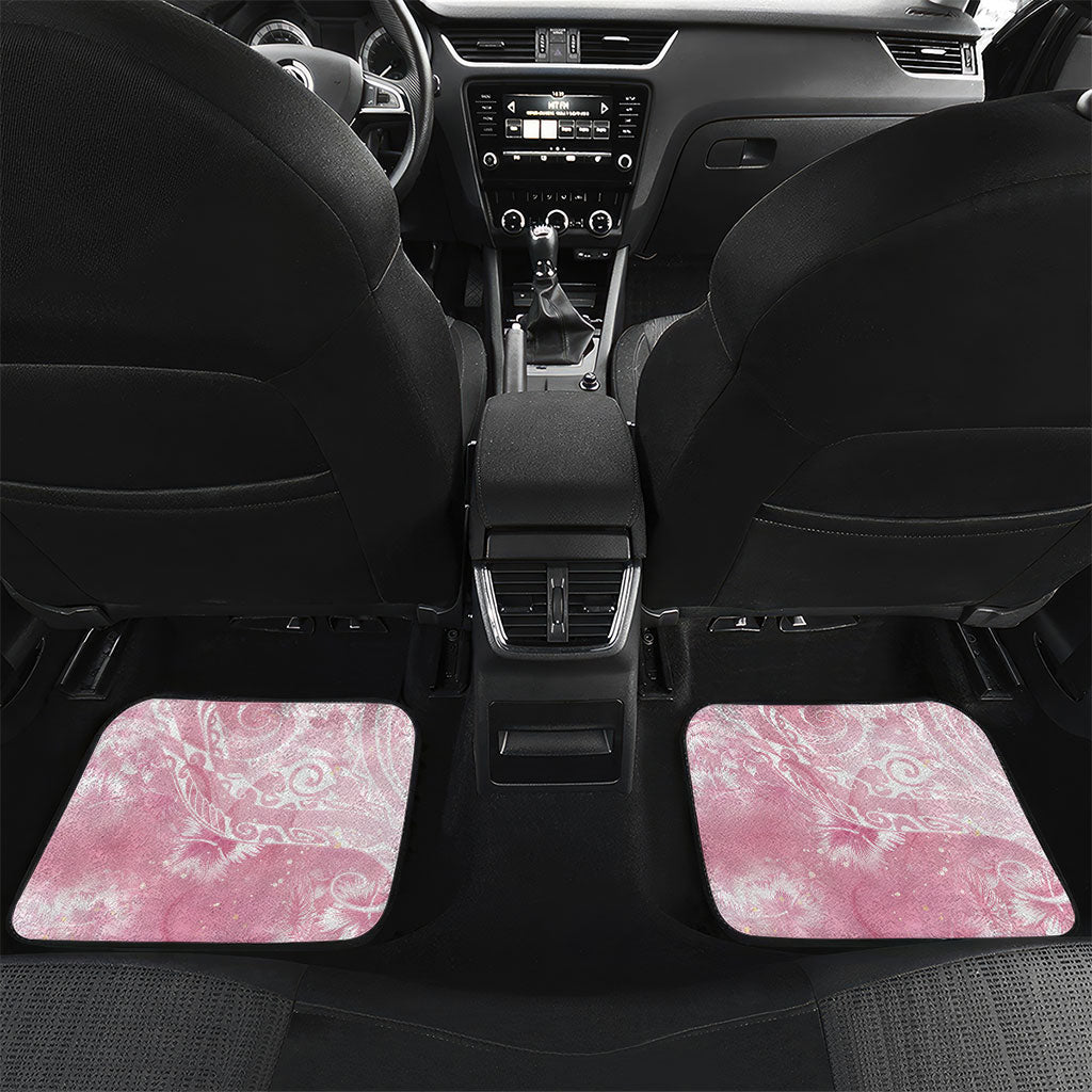Aloha Hawaii Turtles Floral Car Mats Pink Marbles Glaze LT7 Set 2pcs - Back Pink - Polynesian Pride