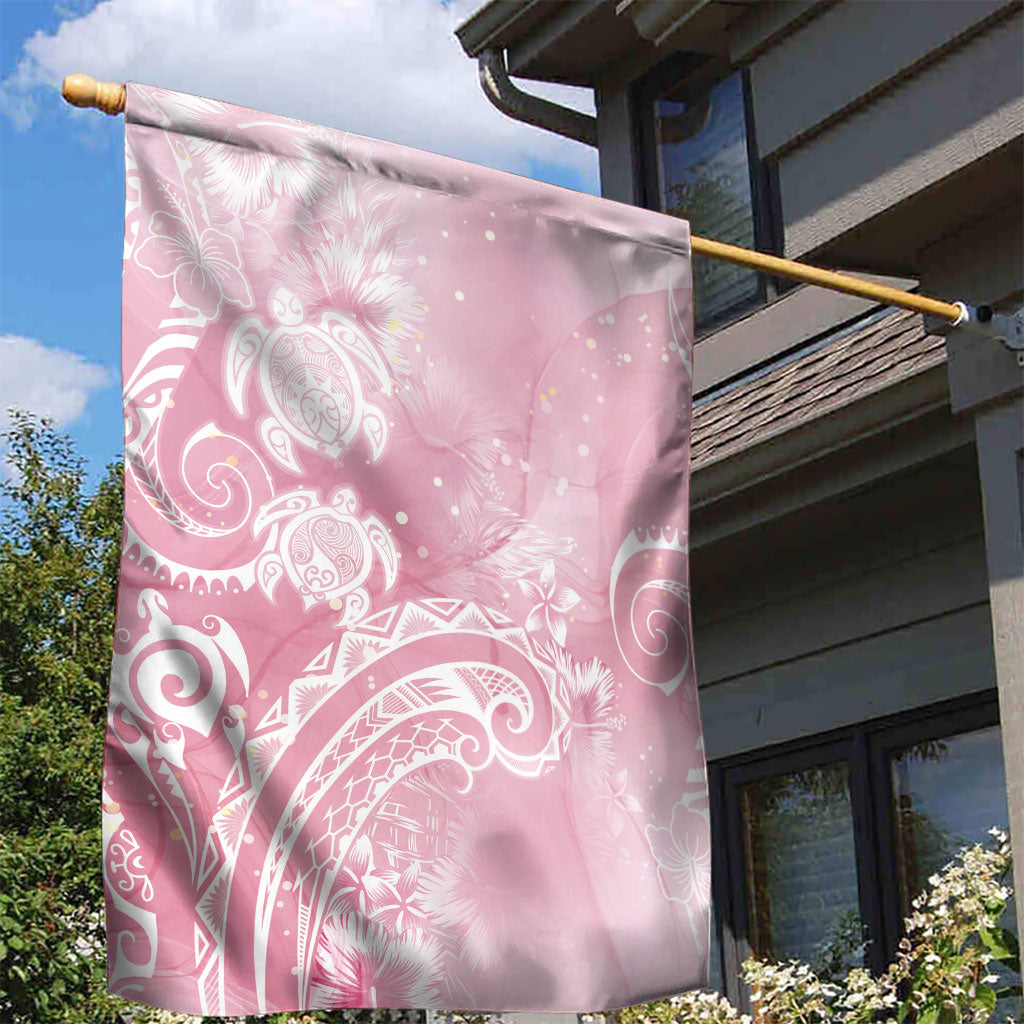 Aloha Hawaii Turtles Floral Garden Flag Pink Marbles Glaze LT7 - Polynesian Pride