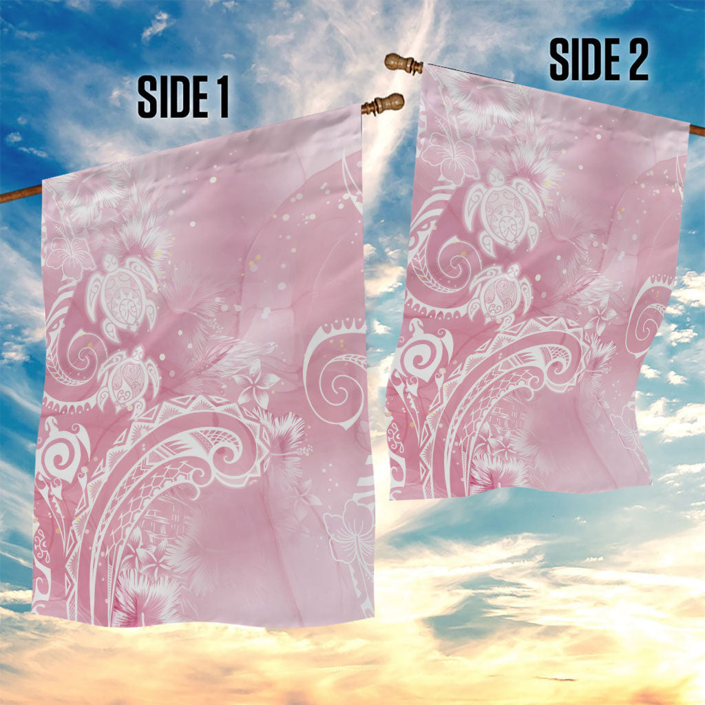 Aloha Hawaii Turtles Floral Garden Flag Pink Marbles Glaze LT7 - Polynesian Pride