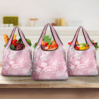 Aloha Hawaii Turtles Floral Grocery Bag Pink Marbles Glaze LT7 3-pack One Size Pink - Polynesian Pride