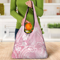 Aloha Hawaii Turtles Floral Grocery Bag Pink Marbles Glaze LT7 - Polynesian Pride