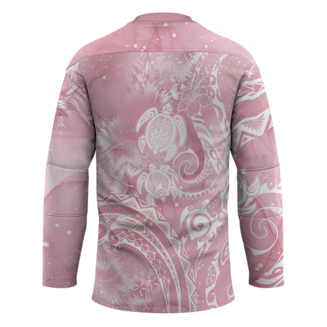 Aloha Hawaii Turtles Floral Hockey Jersey Pink Marbles Glaze LT7 - Polynesian Pride