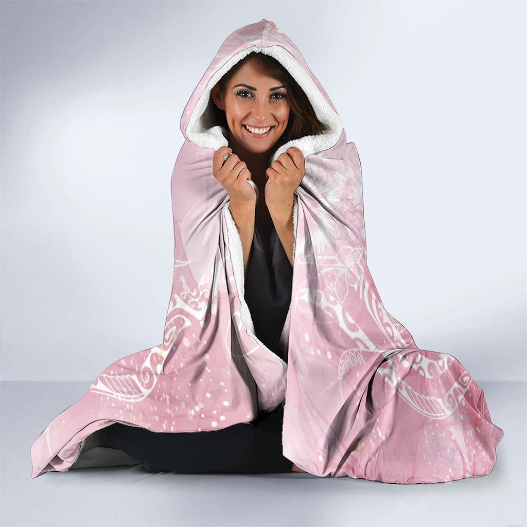 Aloha Hawaii Turtles Floral Hooded Blanket Pink Marbles Glaze LT7 - Polynesian Pride