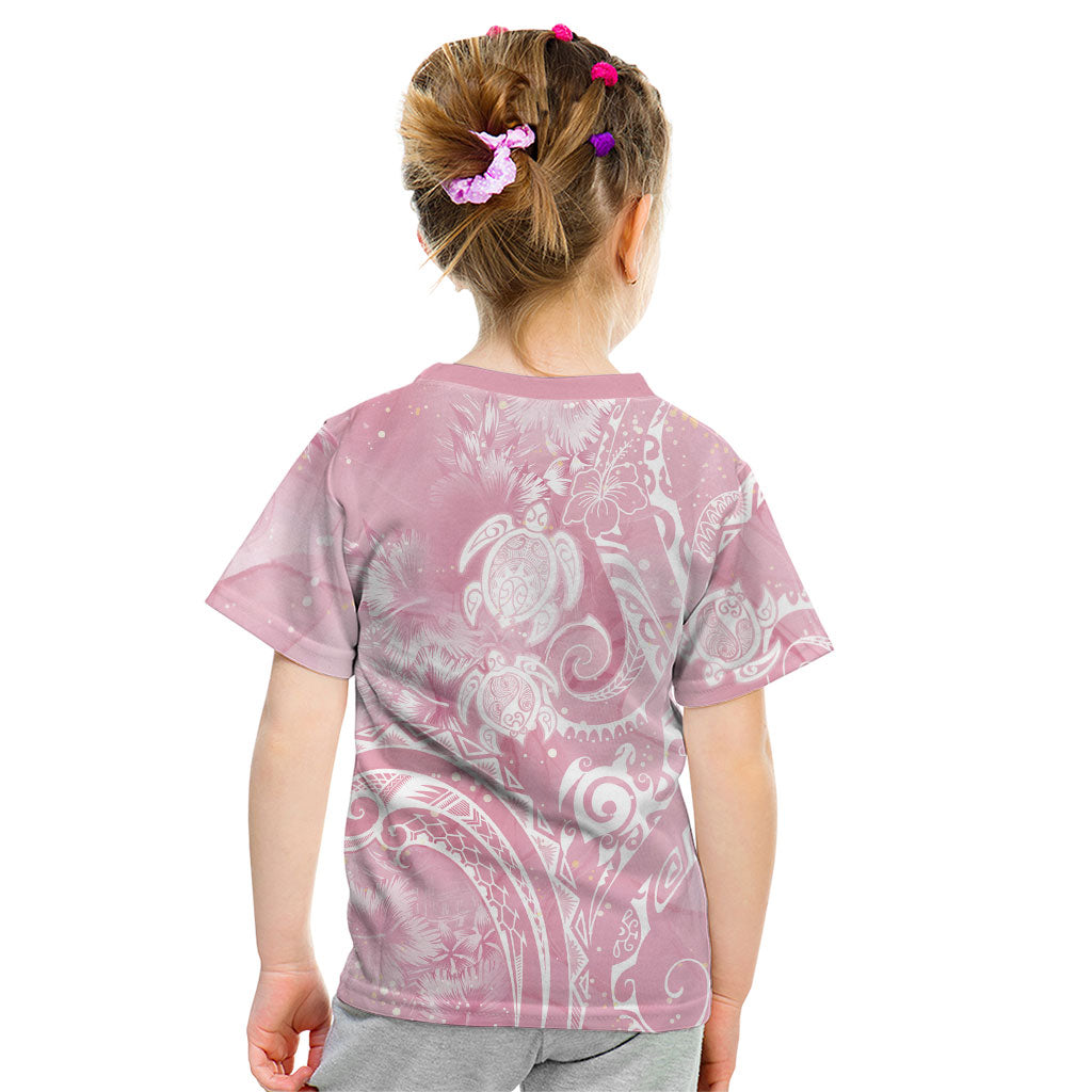 Aloha Hawaii Turtles Floral Kid T Shirt Pink Marbles Glaze LT7 - Polynesian Pride