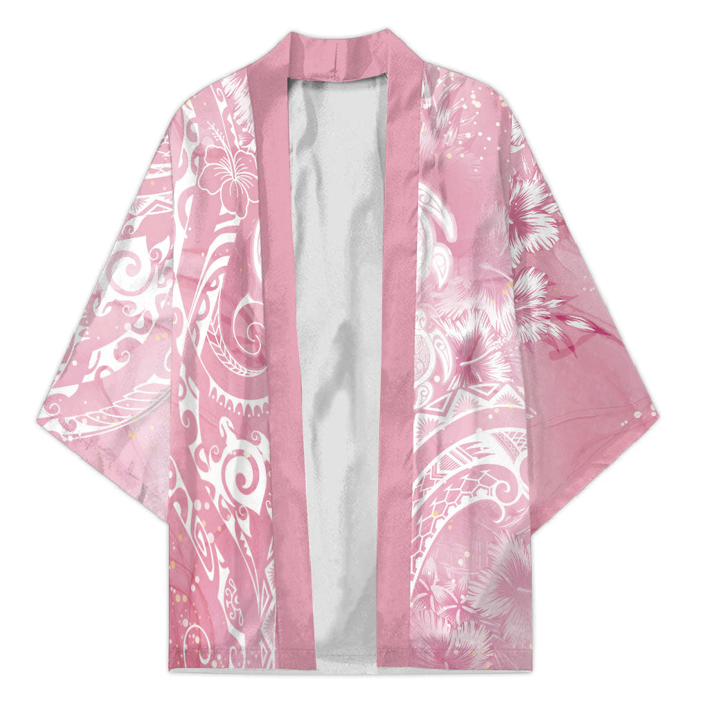 Aloha Hawaii Turtles Floral Kimono Pink Marbles Glaze LT7 Unisex Pink - Polynesian Pride