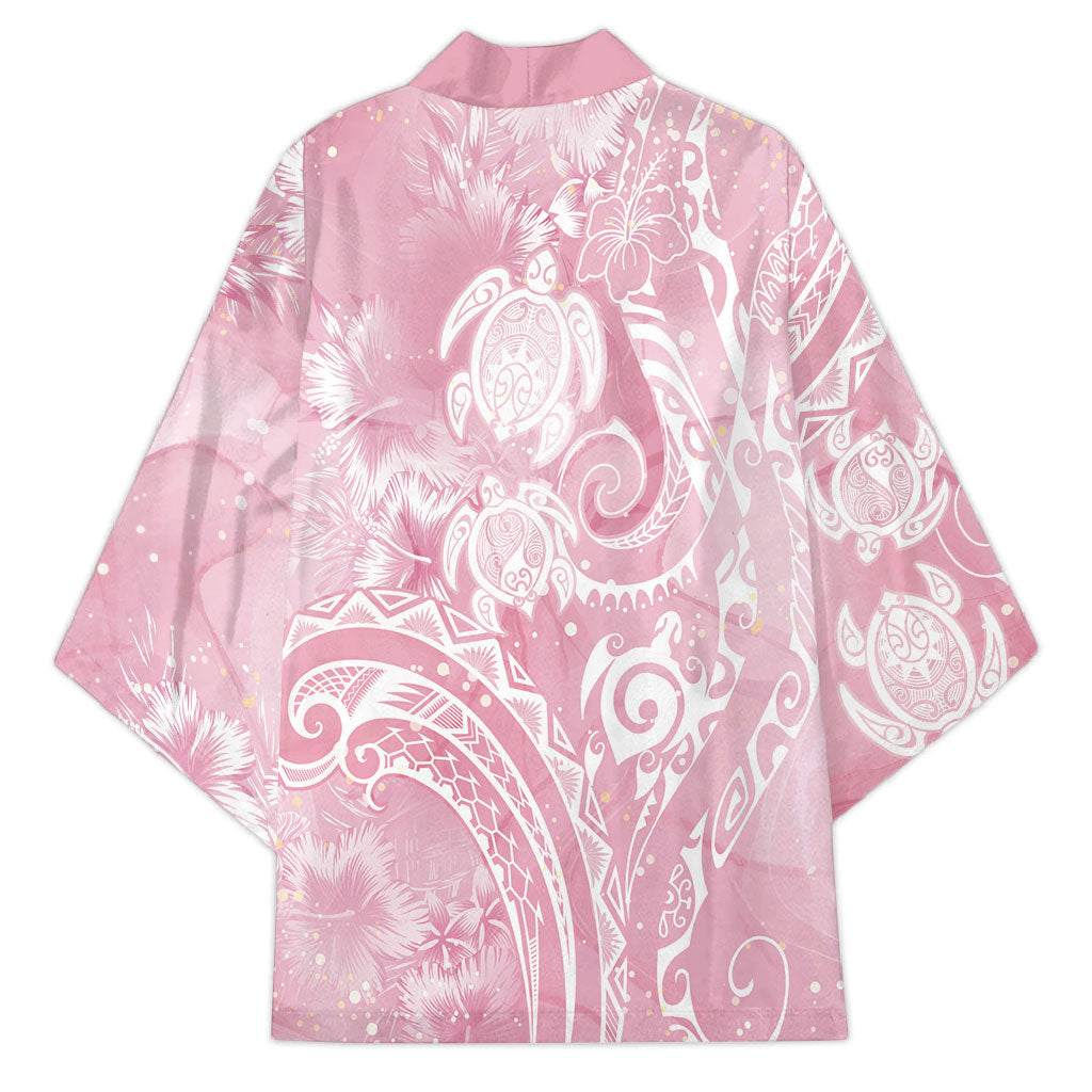 Aloha Hawaii Turtles Floral Kimono Pink Marbles Glaze LT7 - Polynesian Pride