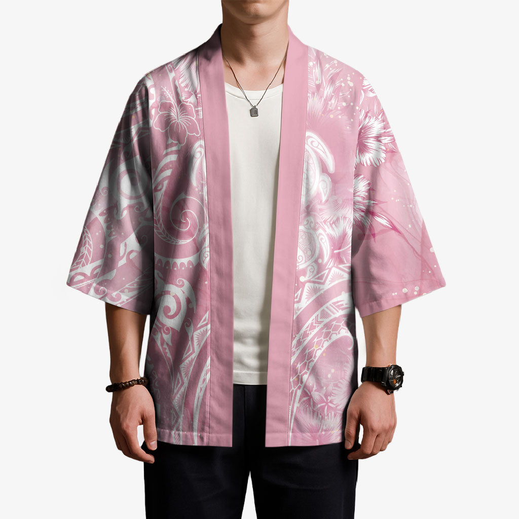 Aloha Hawaii Turtles Floral Kimono Pink Marbles Glaze LT7 - Polynesian Pride