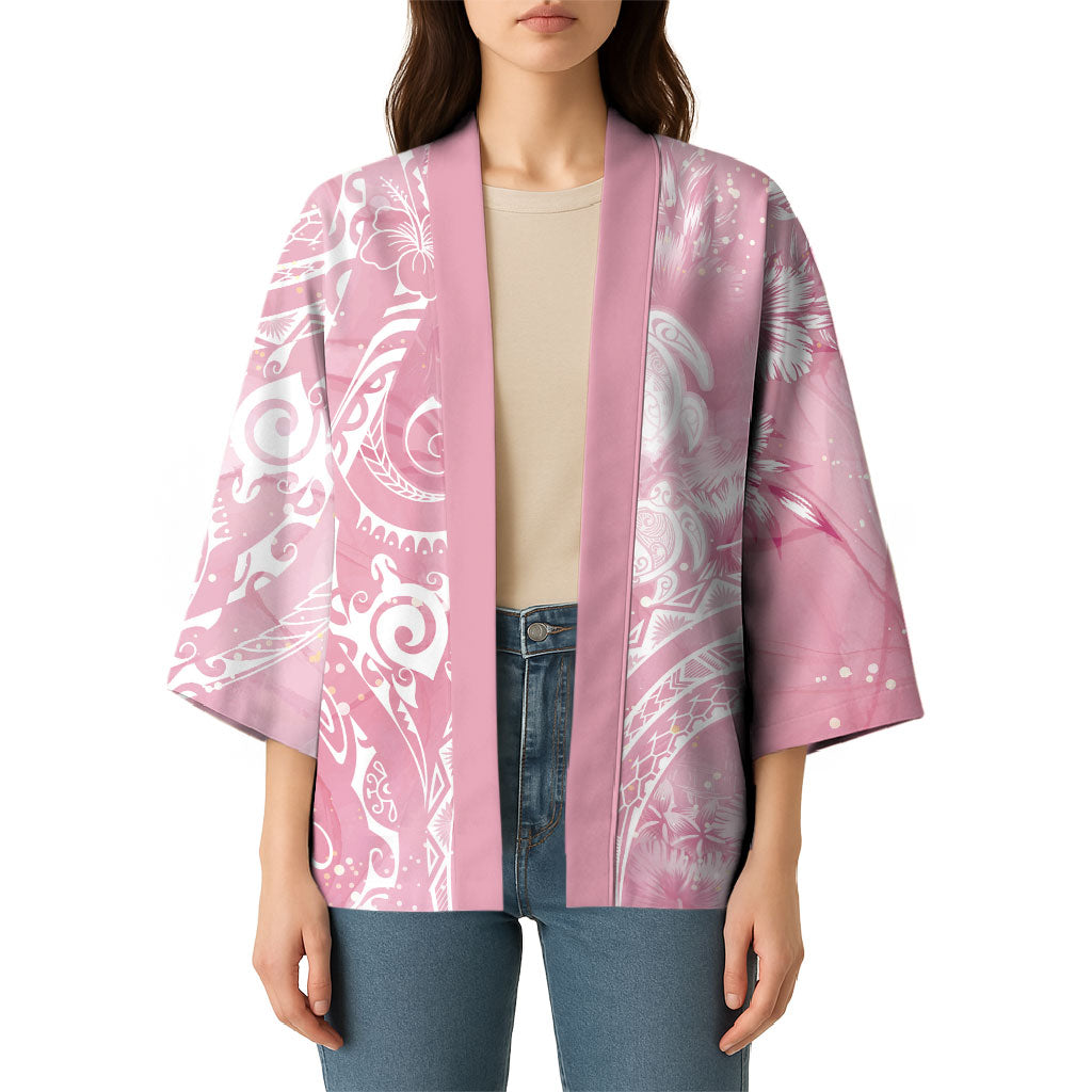 Aloha Hawaii Turtles Floral Kimono Pink Marbles Glaze LT7 - Polynesian Pride