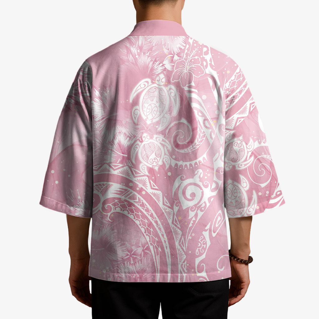 Aloha Hawaii Turtles Floral Kimono Pink Marbles Glaze LT7 - Polynesian Pride