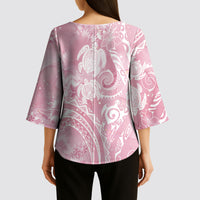 Aloha Hawaii Turtles Floral Kimono Sleeve Blouse Pink Marbles Glaze LT7 - Polynesian Pride