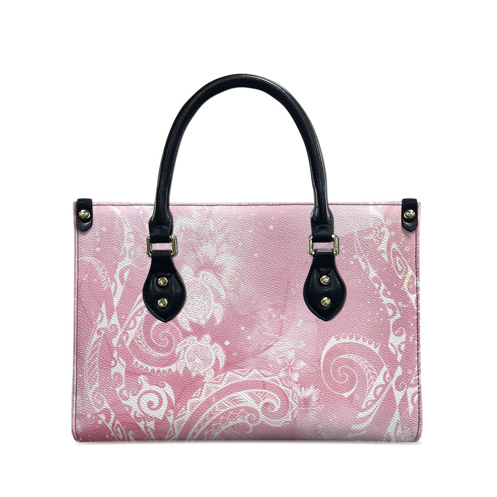 Aloha Hawaii Turtles Floral Leather Bag Pink Marbles Glaze LT7 - Polynesian Pride