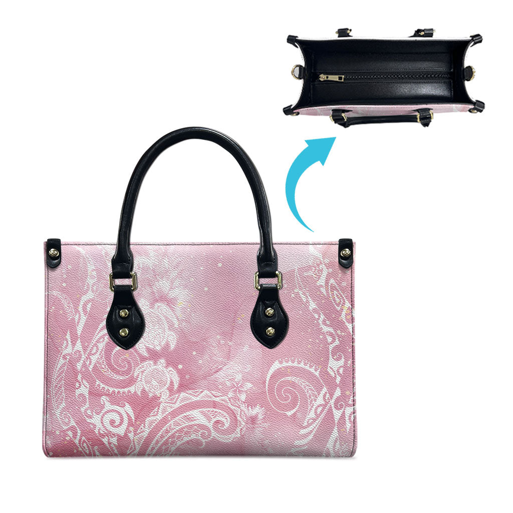 Aloha Hawaii Turtles Floral Leather Bag Pink Marbles Glaze LT7 - Polynesian Pride